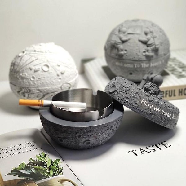 Deep Gray Over The Moon-outdoor Deodorant Ashtray With Lid Large Capacity Win Carousel 2
