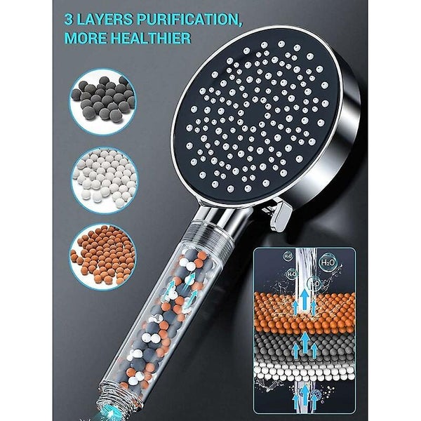 Water Saving Shower Head Filter 5 Spray Modes Anti-scaling Hard Water Soften Carousel 5