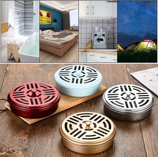 Diameter 15cm Height 5.5cm Stainless Steel Mosquito Coil Holder Box With Lid M Carousel 2