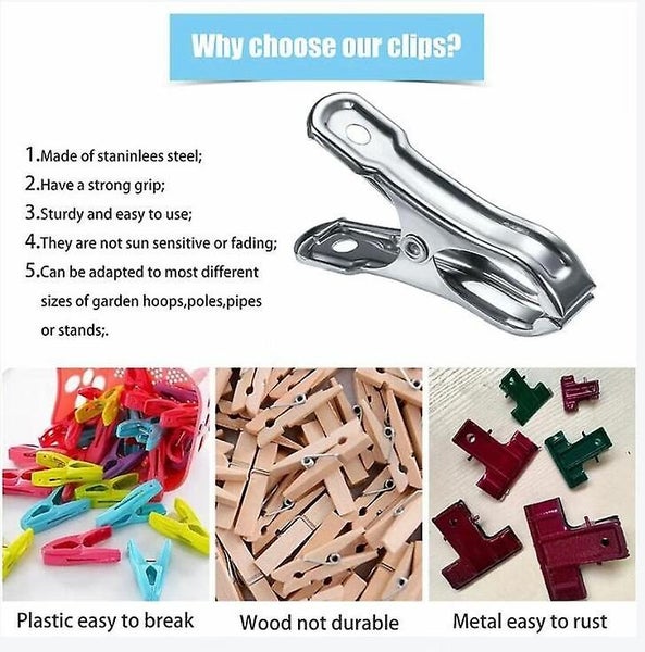 50pcs 1x5.5cm Stainless Steel Greenhouse Clips Windproof Metal Greenhouse Cla Carousel 2