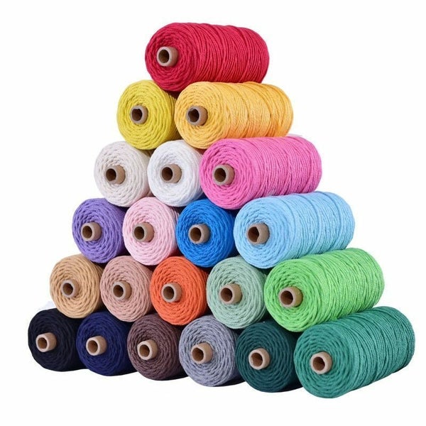 NEW Crafts Macrame Cord Cotton Rope Twisted Braided String 3mmx100m Thread Carousel 16