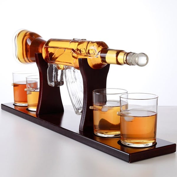 NEW AK47 Gun Pistol Shape Decanter Wine Whiskey Bottle Drink Set Four Shot Glass62932727100803111