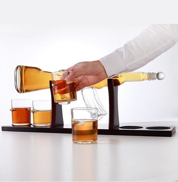 NEW AK47 Gun Pistol Shape Decanter Wine Whiskey Bottle Drink Set Four Shot Glass62932727100803112