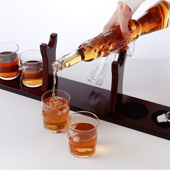 NEW AK47 Gun Pistol Shape Decanter Wine Whiskey Bottle Drink Set Four Shot Glass62932727100803113