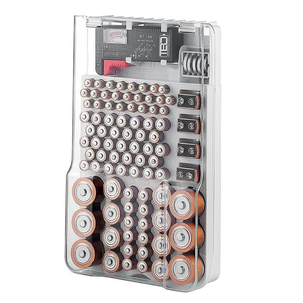 NEW Battery Organiser and Tester with Cover - Storage for 93 Batteries Carousel 1