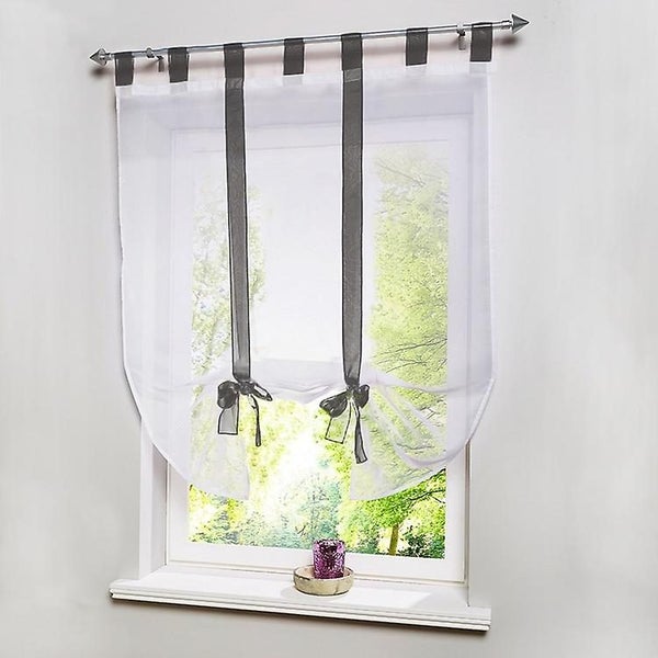 1 Piece Roman Curtain Knot Sitting Bedroom Style Voile Embroidered Window Wh Carousel 4