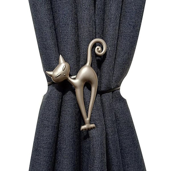 Gold Metal Magnetic Curtain Holder With Buckle Clips Alloy Cute Cat Back Tie S Carousel 1