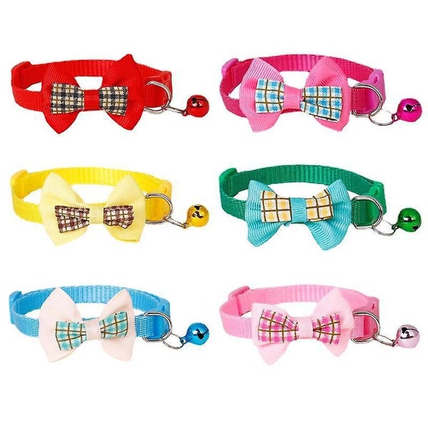 6 Cat Collars With Bells And Bows For Quick Release Adjustable Pet Collars Ca Carousel 1