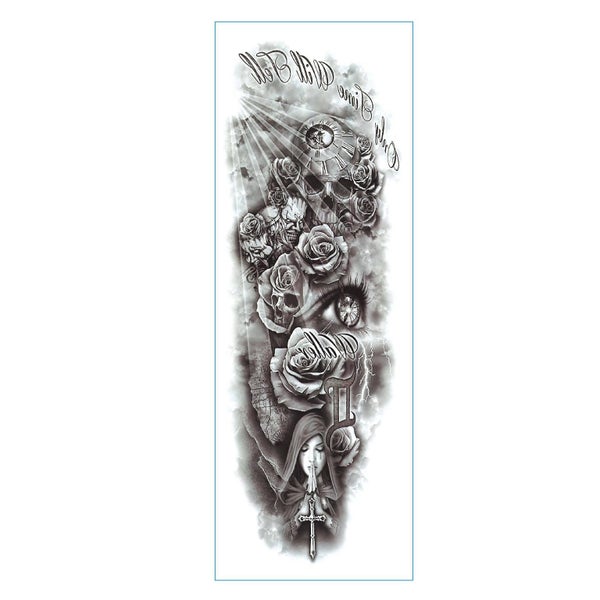 12 Sheets Full Arm Temporary Tattoo Men Full Sleeve Lion Tribal Dragon Maori T62999189025922114
