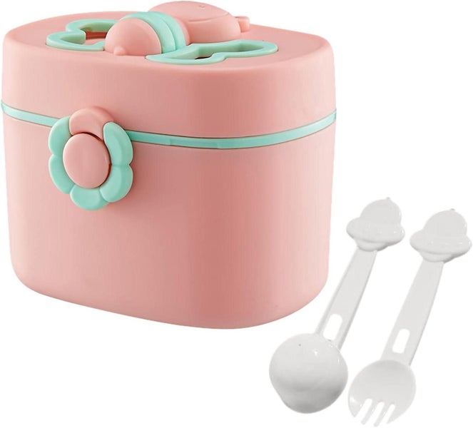 Pink Baby Milk Dispenser 410ml One Touch Dispenser Baby Milk Jar With Sili Carousel 1