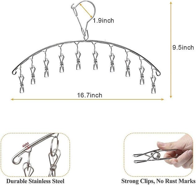 Hanging Clothes Rack Stainless Steel Sock Hanger Drying Rack Hanger With 10 Cl Carousel 5