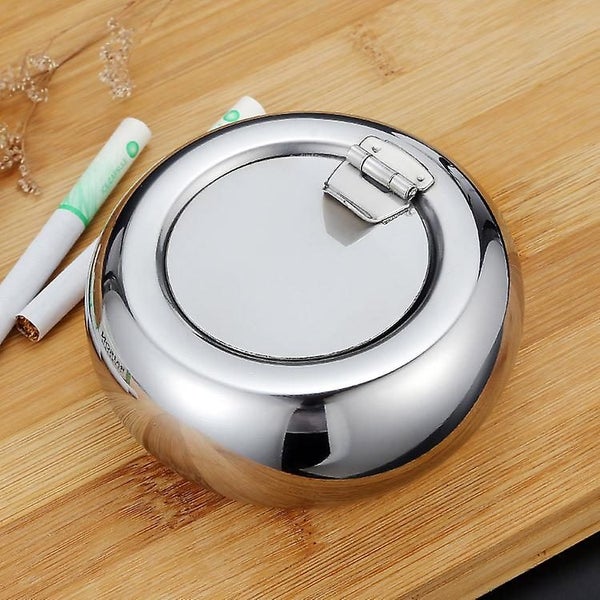 Modern Stainless Steel Tabletop Ashtray With Lid Cigarette Ashtray For Indoor Carousel 2