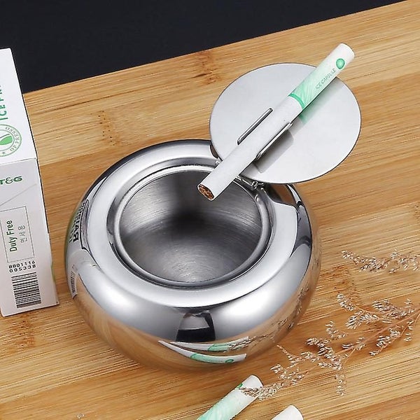 Modern Stainless Steel Tabletop Ashtray With Lid Cigarette Ashtray For Indoor Carousel 3