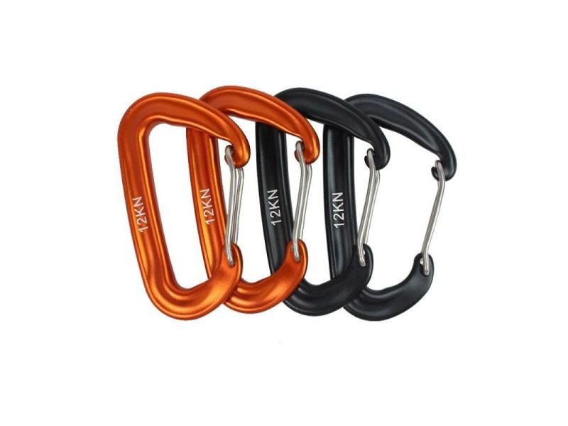 5/2/1PCS Durable 12KN D Carabiner Key Aluminum Wire Gate Spring Clip Locking Carousel 1