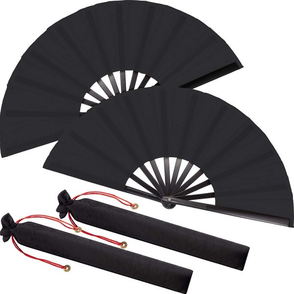 Large Silk Fan black 2 Foldable Red Silk Chinese Tai Chi Folding Fan For Me Carousel 1