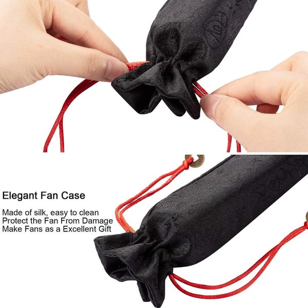 Large Silk Fan black 2 Foldable Red Silk Chinese Tai Chi Folding Fan For Me Carousel 5