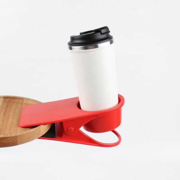Beverage Cup Holder Clip Table Desk Side Water Glass Beer Bottle Tumbler Bev Carousel 1