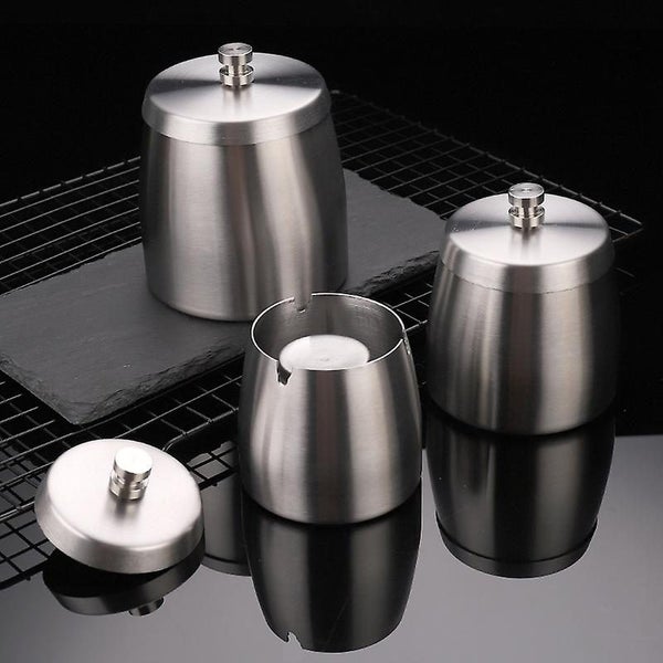 Stainless Steel Indoor/outdoor Ashtray With Lid-black Carousel 2
