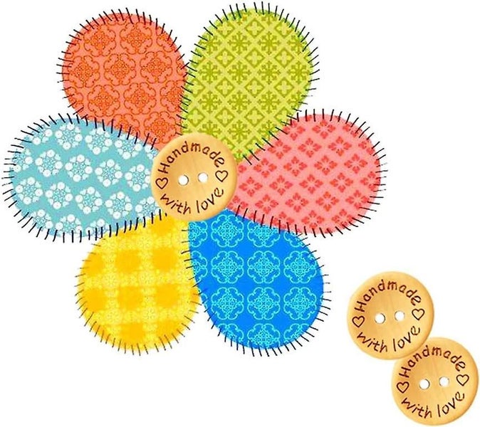 100 20mm Wooden Buttons Handcrafted By Love Used For Sewing And Production Carousel 5