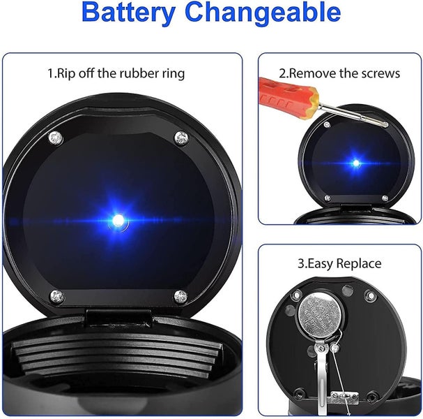 Mini Car Ashtray With Blue Led Light And Cover Outdoor Smokeless Portable Cig Carousel 5