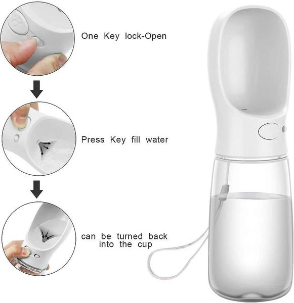 White Portable Dog Water Bottle 550ml Food Grade Antibacterial Travel Water B Carousel 2