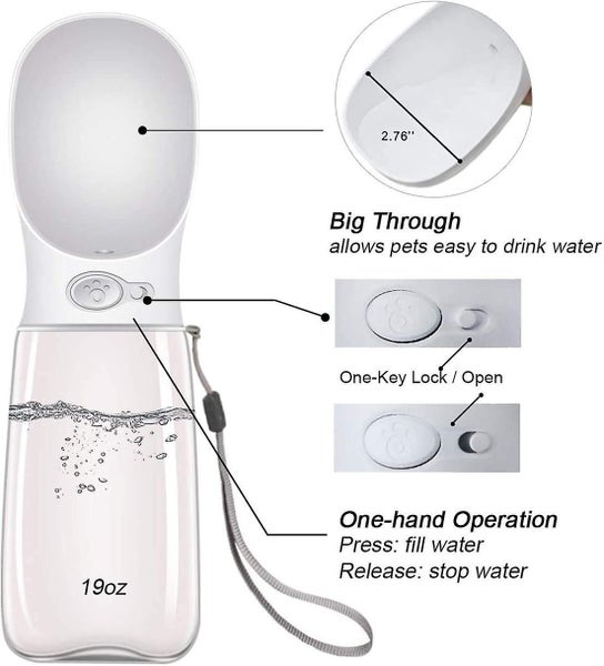 White Portable Dog Water Bottle 550ml Food Grade Antibacterial Travel Water B Carousel 5