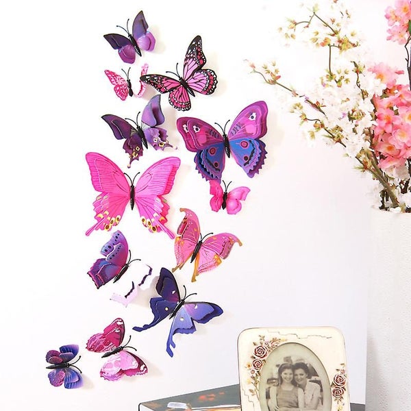 Purple 24 Pieces 3d Butterfly Wall Stickers Butterfly Decoration For Party B Carousel 1