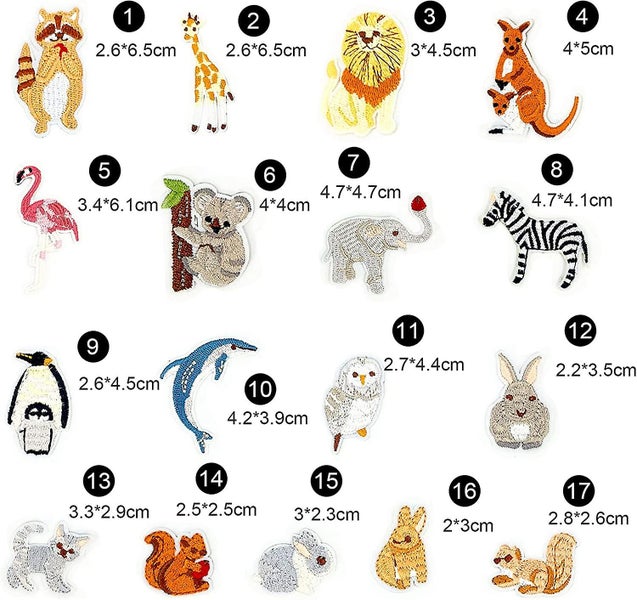 17 Pack Clothing Iron-on Patches Animal Iron-on Patches With Cute Animal Style Carousel 5