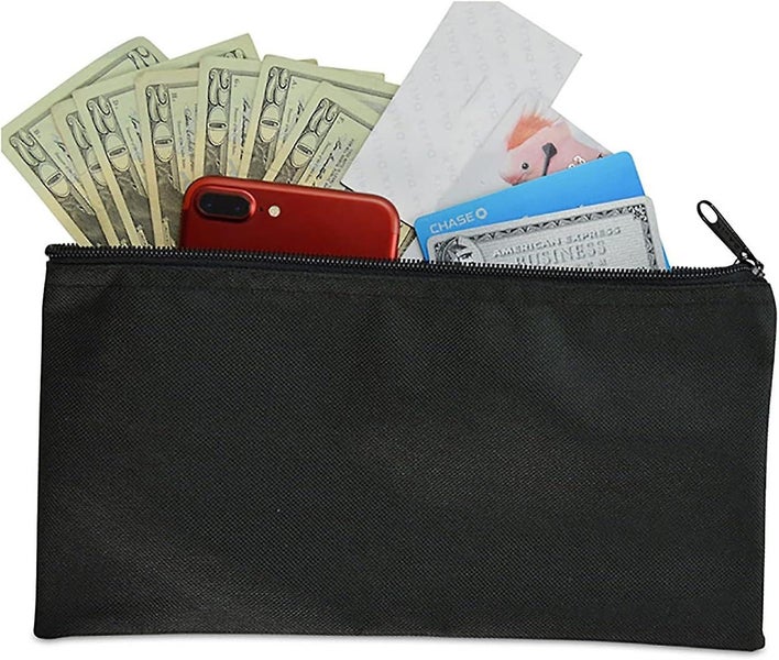 Black-2 Pieces Canvas Cosmetic Bag Blank Case Multifunctional Zipper Bag Diy H Carousel 2
