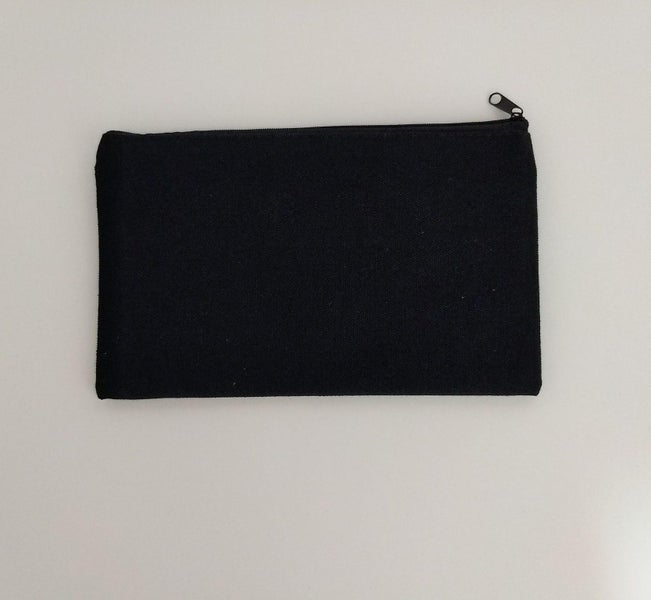 Black-2 Pieces Canvas Cosmetic Bag Blank Case Multifunctional Zipper Bag Diy H Carousel 4