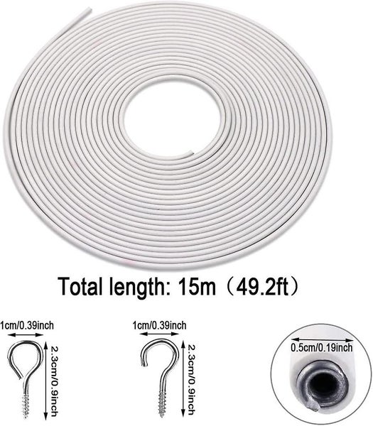 Net Curtain Wire 15 M Length With 25 Eyes 25 Hooks White Hanging Cord Kit Mult Carousel 2