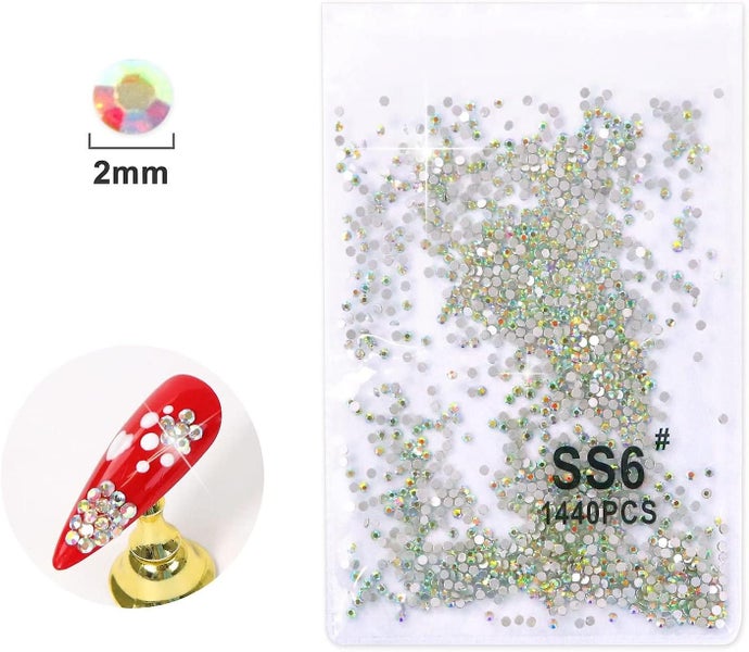 1440 Pieces Of Nail Pom Poms 2mm Crystal Ab Tassel Nail Gems Tassel Face Na Carousel 2