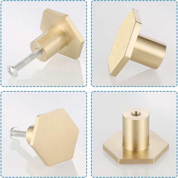 6 Pieces Copper Hexagonal Brass Cabinet Handle Cupboard Door Handle Cupboard H Carousel 2