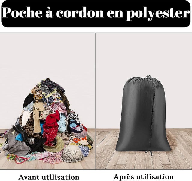 Black 2 Pack Dirty Laundry Bags 50*40cm Foldable Travel Dirty Laundry Bags Carousel 5