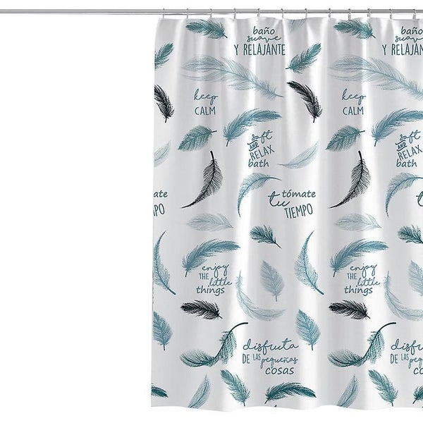 Feather Printed Polyester Waterproof And Mildew Proof No Punching Shower Curta Carousel 5