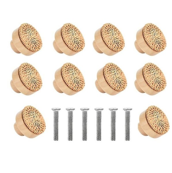 10 Pieces Rattan Kitchen Cupboard Knobs Kitchen Cabinet Handle Cabinet Drawer Carousel 1