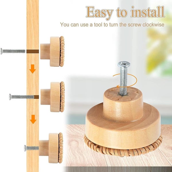10 Pieces Rattan Kitchen Cupboard Knobs Kitchen Cabinet Handle Cabinet Drawer Carousel 2