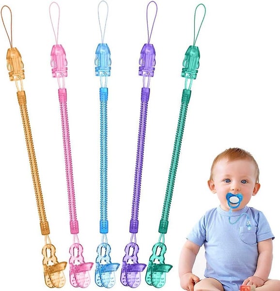 5 Baby Pacifier Clips Baby Dummy Clips Spring Dummy Clips For Boys And Girls Carousel 1