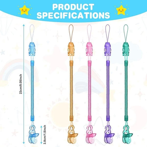 5 Baby Pacifier Clips Baby Dummy Clips Spring Dummy Clips For Boys And Girls Carousel 2