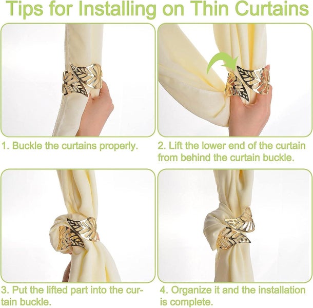 Curtain Tiebacks 2 Pieces Metal Curtain Rope Buckles Hollow Leaf Decorative C Carousel 5