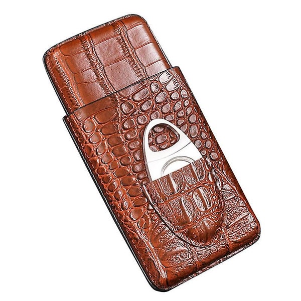 2 Pieces Crocodile Leather Cigar Humidor 3 Tubes Portable Cigar Box High Qua Carousel 1