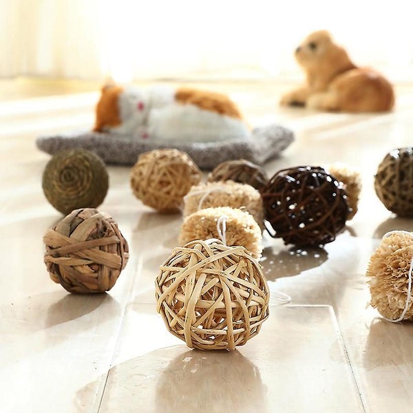 6 Pack Small Animal Play Balls Chew Grass Balls And Rolling Chew Toys For Imp Carousel 2