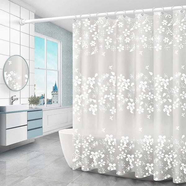 Shower Curtain 180x180cm Polyester Floral Waterproof Mould Proof Bathroom Curt Carousel 1