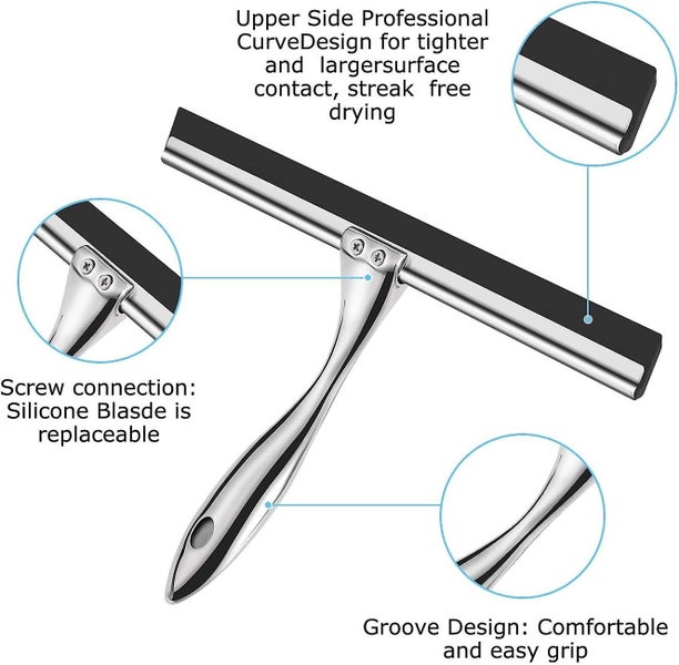 1 Piece Shower Squeegee With Wall Hook Self Adhesive Bathroom Squeegee No Dr Carousel 5