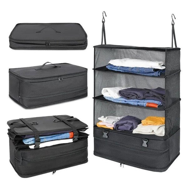 Travel Organizer Set Hanging Packing Cubes Shelves Laundry Storage Carousel 1
