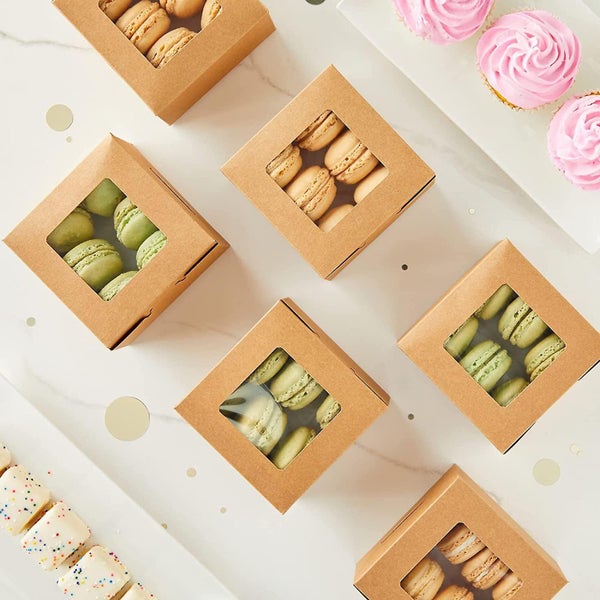 Brown Kraft Paper Boxes With Clear Window pack Of 35 Cake Box 10.2 X 5.9 C Carousel 2
