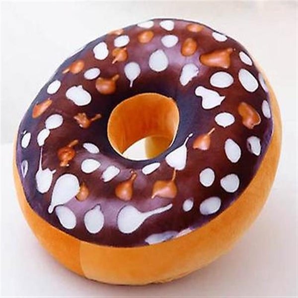 Round Doughnuts chocolate Color Padded Back Pillow Plush Doll Office Cha Carousel 1