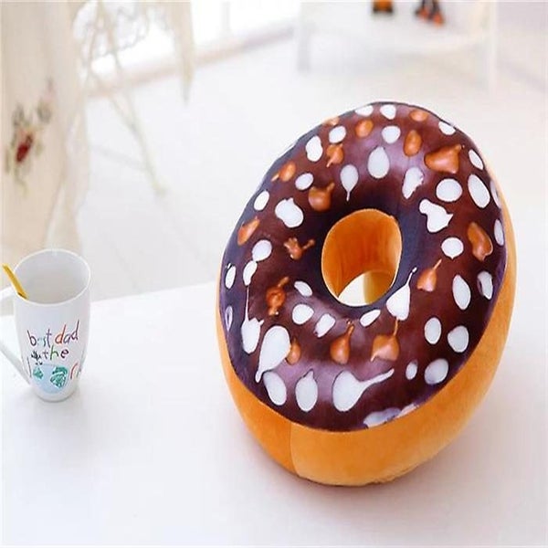Round Doughnuts chocolate Color Padded Back Pillow Plush Doll Office Cha Carousel 2