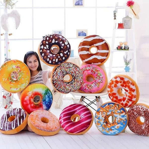 Round Doughnuts chocolate Color Padded Back Pillow Plush Doll Office Cha Carousel 5