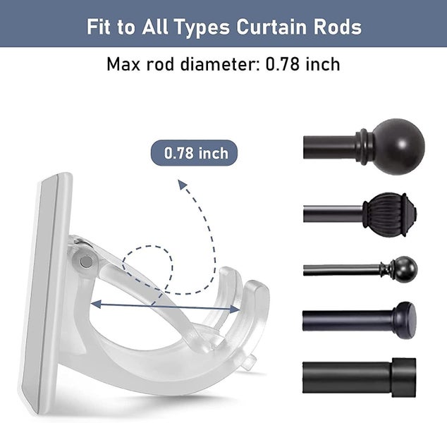 12 Pack Self Adhesive Curtain Rod Bracket Hooks No Drilling Wall Ring Clips F Carousel 2